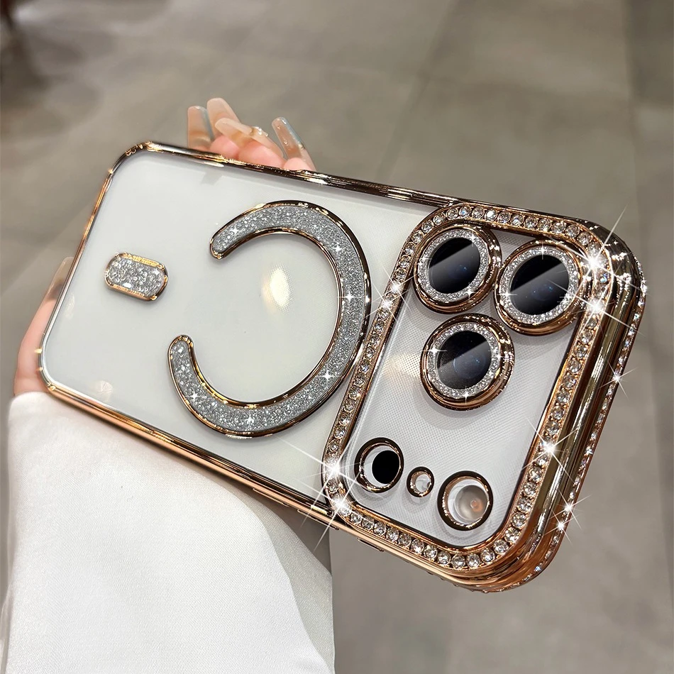 Luxury Bling Diamond Magsafe Phone Case with Lens Protection