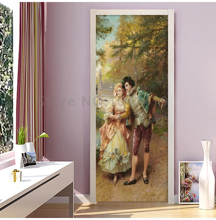 personagem casal papel de parede sala de estar porta cartaz