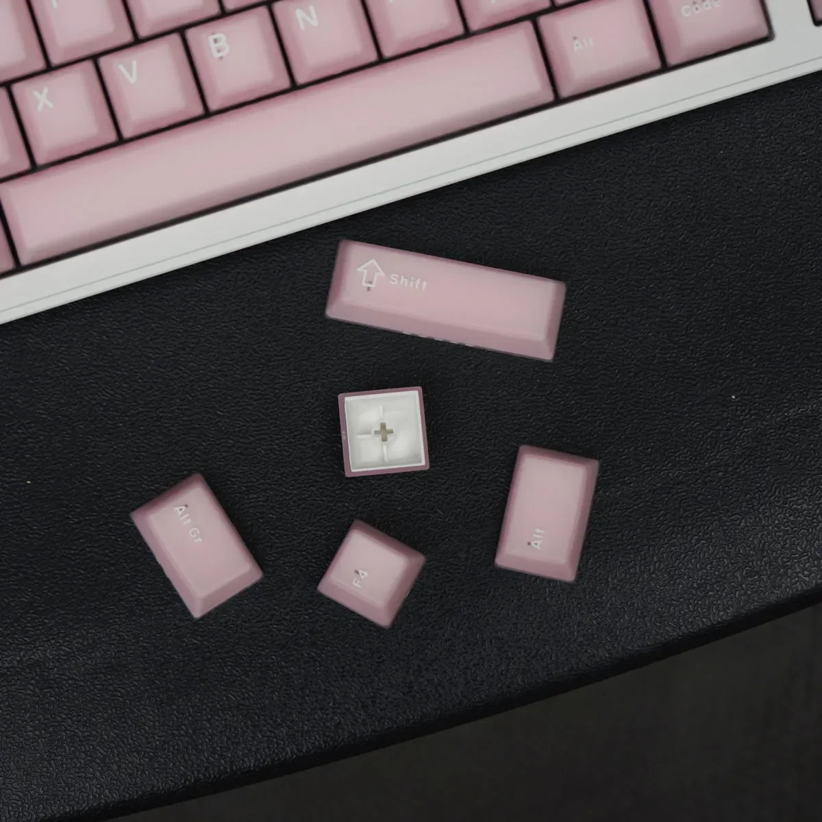 Echome-pink Jade Tema Keycap Grupo Pbt Dye-sublimação Cap Teclado Translúcido Perfil Cereja Teclado Mecânico - Imagem 3