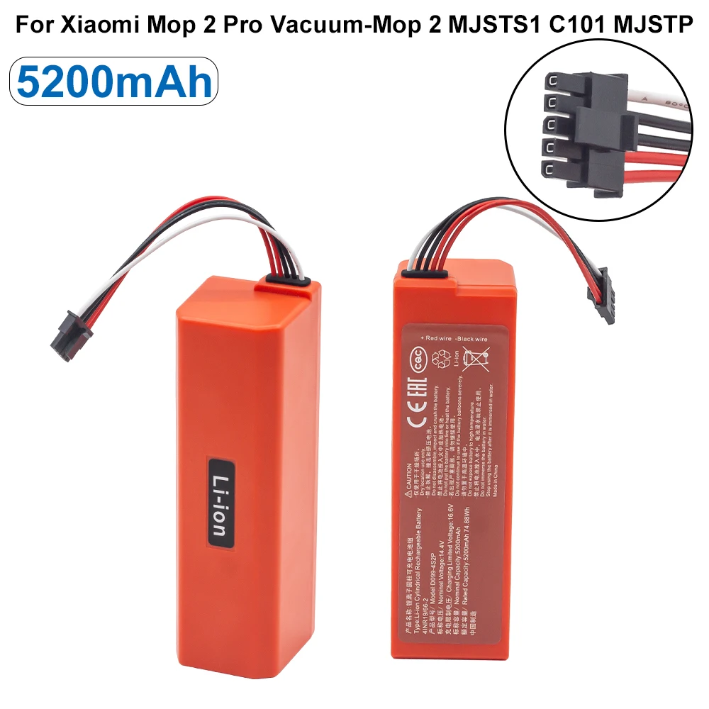 

NEW Replacement D099-4S2P 14.4V 5200mAh Battery For Xiaomi Mi Robot Vacuum-Mop 2 Pro Vacuum-Mop 2 MJSTS1 C101 MJSTP 74.88W