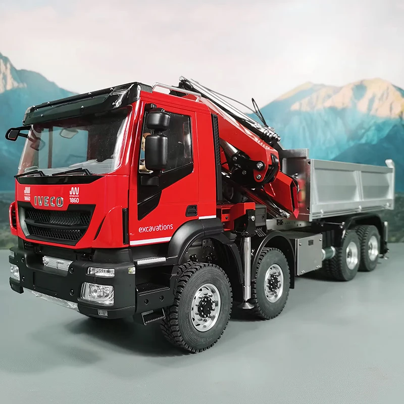 RC 1/14 Hydraulic Lifting Truck Iveco Dump Truck Model RTR Full Metal Dump Truck with Sound and Light Set PL18EV RC Toys 2
