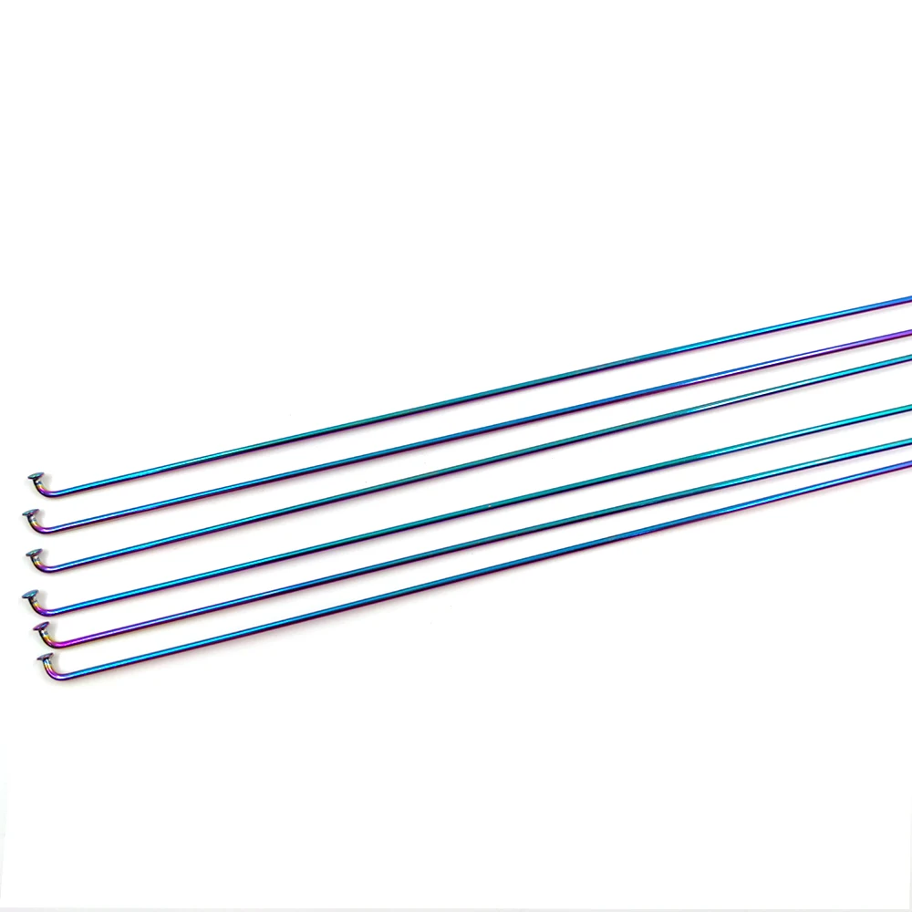 10pcs/lot FUNNRUNN Bicycle J-Bend Spokes Rainbow Wire Vacuum Pating Mountain MTB Road Bike 304 Stainless Steel 14G 257-293mm