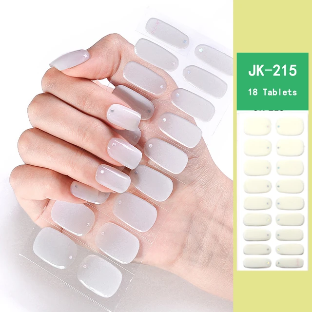 New Semi Cured Gel Nails Art Stickers Fashion Solid Color Manicure