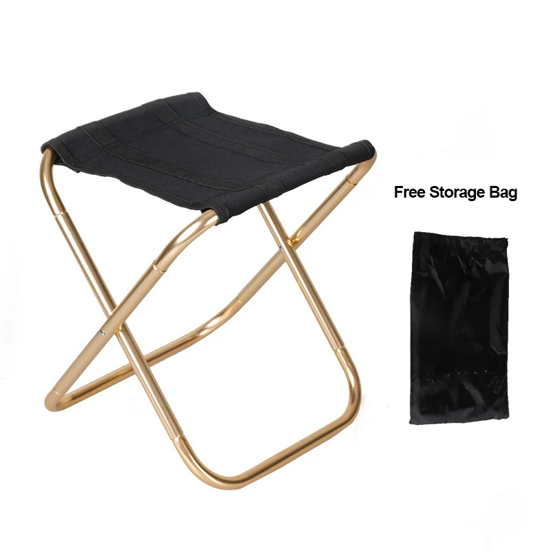 

1pcs Outdoor Camping Small Chair Portable Folding Aluminum Alloy Stool Bench Stool Mare Ultralight MIni Storage Picnic Fishing