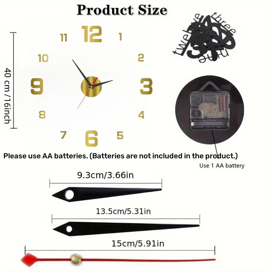New Modern Design Large Wall Clock 3D DIY Quartz Clocks Fashion Watches Acrylic Mirror Stickers Living Room Home Decor Horloge