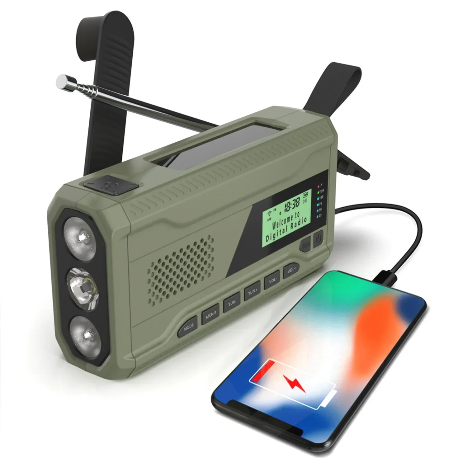 

Портативное радио FM DAB Bluetooth динамик на солнечной батарее аварийный радиоприемник Ручной Динамо наружное радио с фонариком/SOS