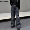REDDACHiC Heavy Industry Deconstructed Men Cargo Pants Studded Pocket Patchwork Vintage Wash Y2k Baggy Jeans Hip Hop Streetwear 1