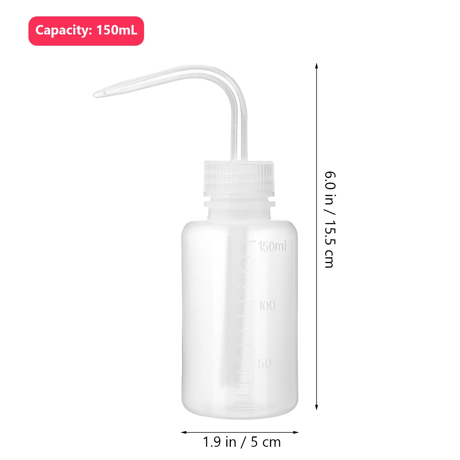 3 pcs White Plastic Wash Bottle With Graduated Markings Narrow Tip For Lab Tattoo Refillable Containers Squeeze Bottles Small