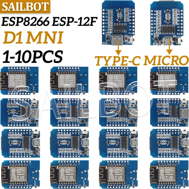 1-10PCS WeMos D1 Mini TYPE-C/Micro USB ESP8266 ESP-12F CH340G V2 Module WiFi D1 Mini Development Board 3.3V With Pin For Arduino