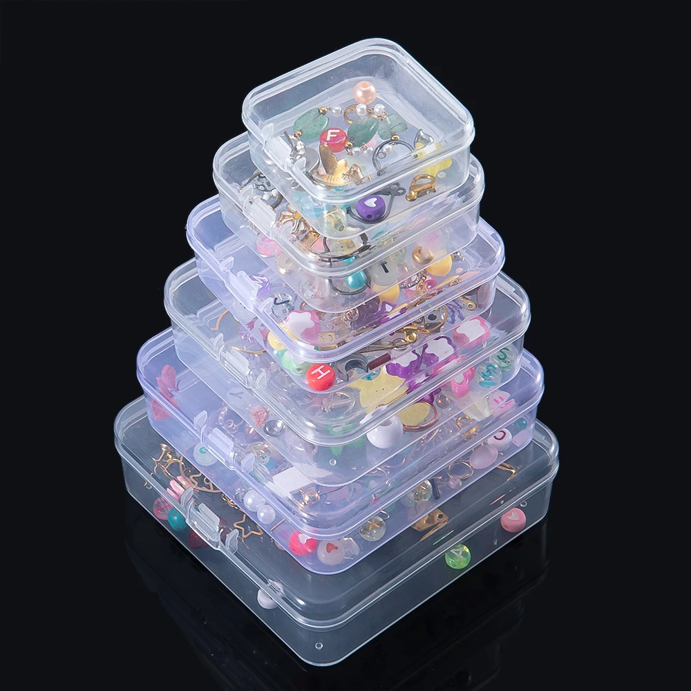 1pc Mini Rechteckige Transparente Kunststoff Box Halskette und Ohrring Schmuck Verpackung Staub-Proof Box Perlen Lagerung Box – Detail 3
