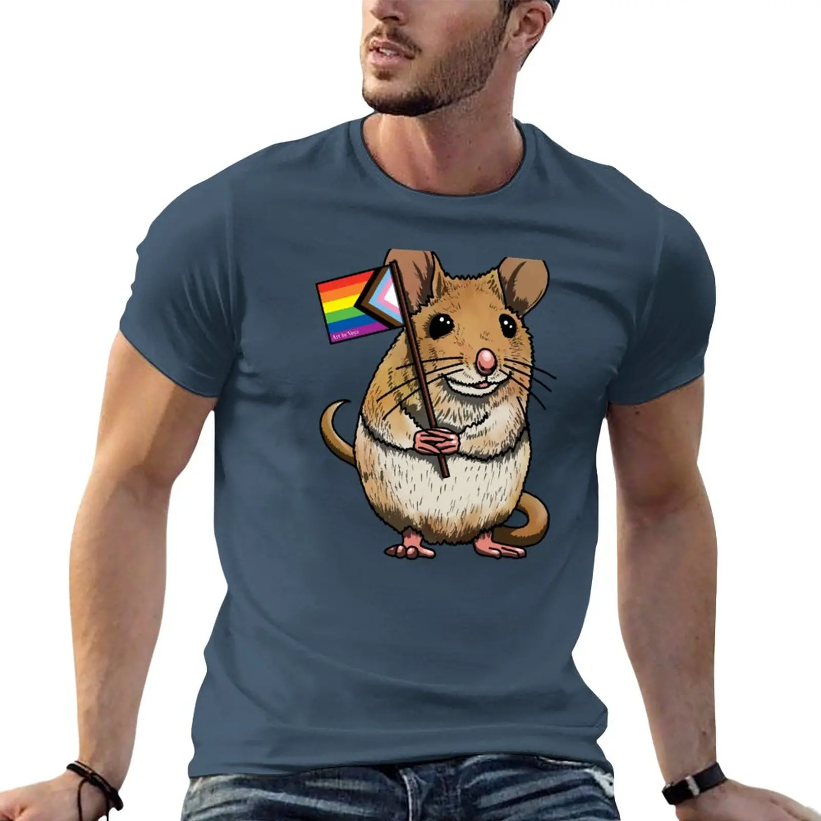 

New Mouse with LGBT Flag 2023 T-Shirt hippie clothes sweat shirt fitted t shirts for men