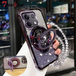 Shockproof Glitter Plating Crystal Bracelet Phone Holder Case for Redmi Note 10 5G (PURPLE)