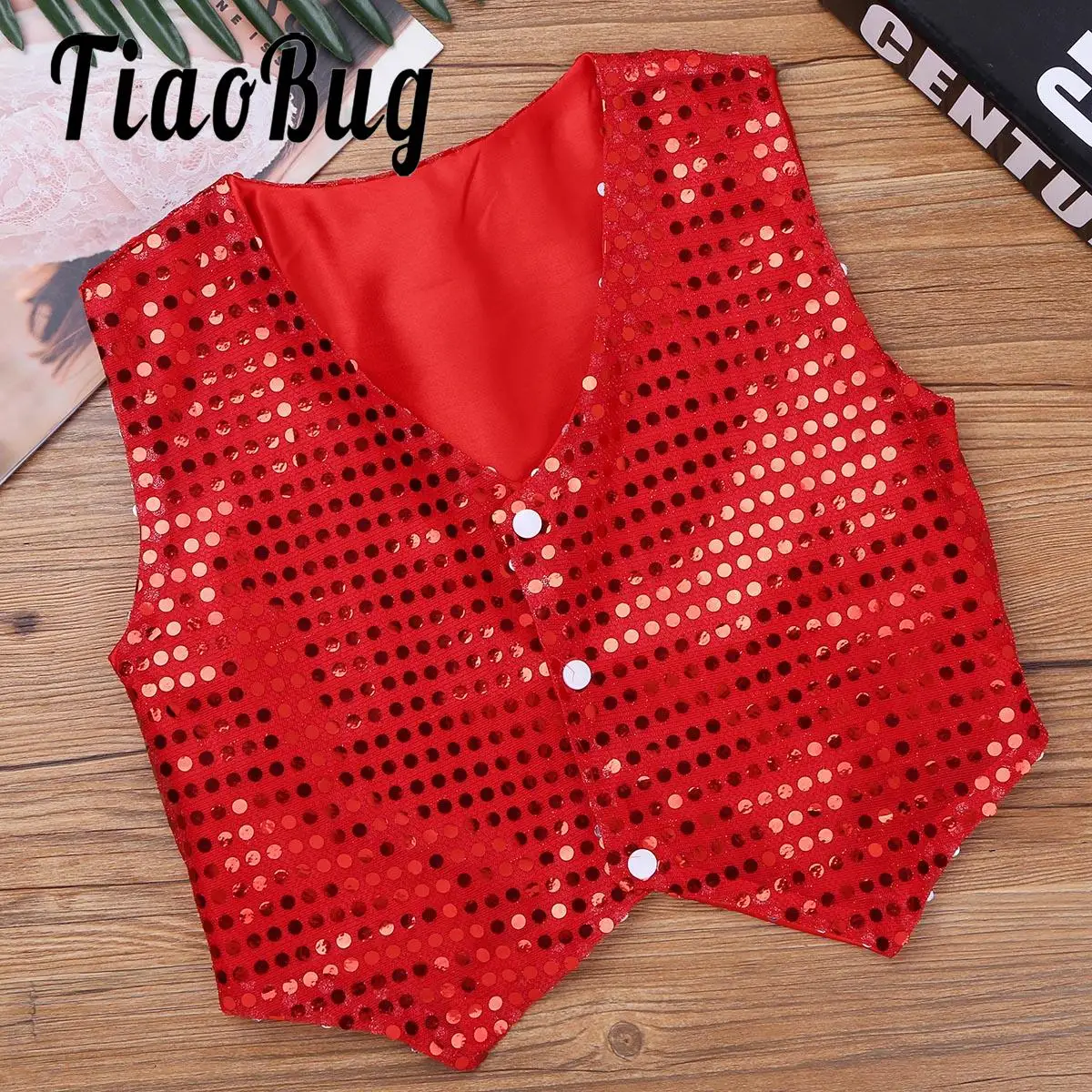 Kids Shiny Sequined Vest Jacket Hip-hop Jazz Stage Performance