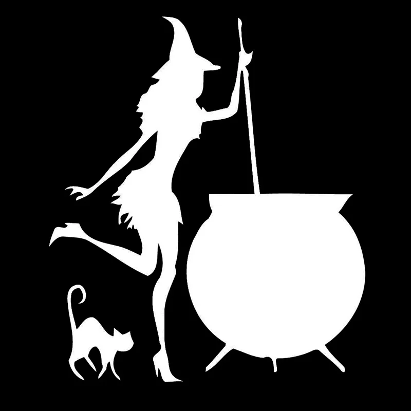 

Witch iron pot shaped decorative vinyl sticker, suitable for cars, trucks and other decals, 13.7 cm x 15.8 cm in various sizes