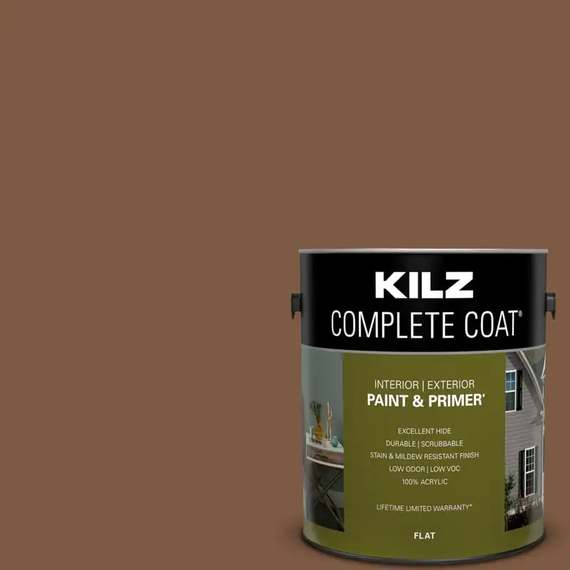 

Coat Paint & Primer, Interior/Exterior, Flat, Yule Log, 1 Gallon