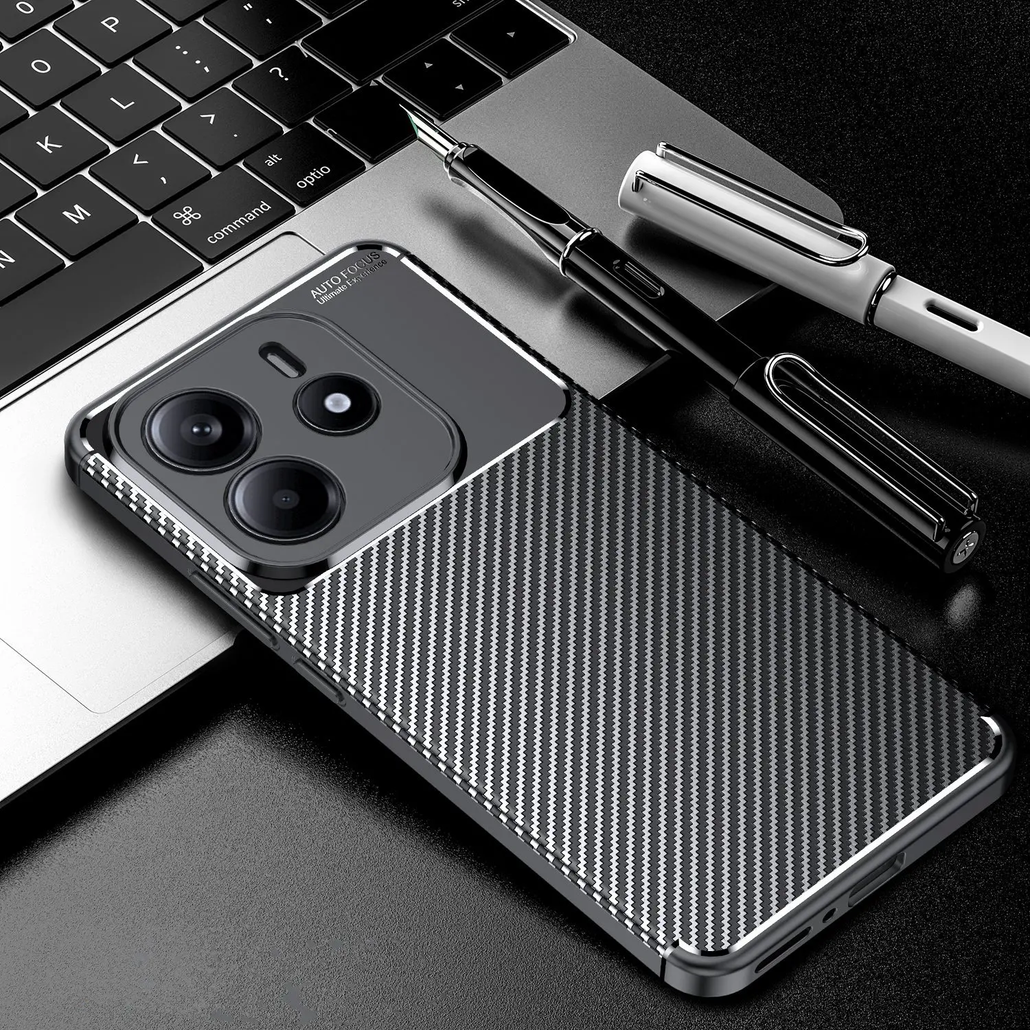 Luxury Carbon Fiber Soft TPU Business Back Case Cover
