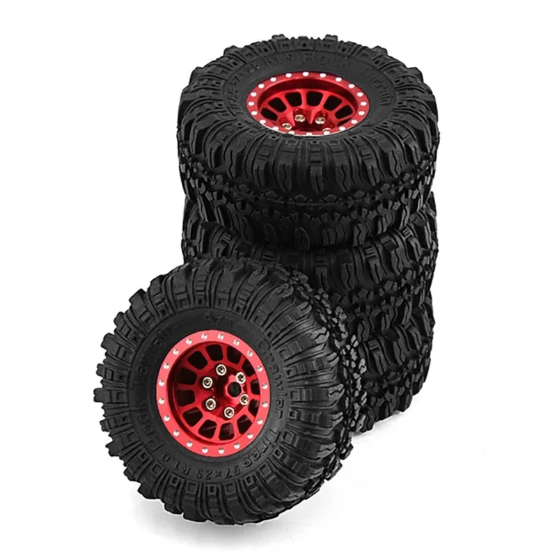 RC Car Wheels 4PCS TRX4M 1 Inch Metal Wheels with Tires Upgrade Set For 1/18 RC Crawler
