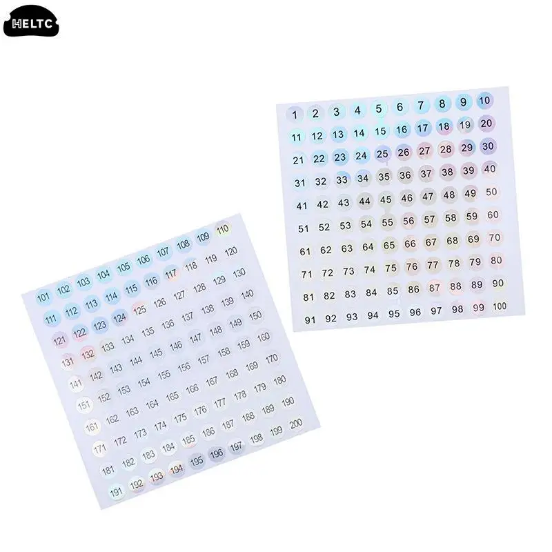 1Sheet Waterproof Number 1-200 Laser Labels Stickers For DIY Craft Nail Polish Lipstick Color Number Tags Bar Wine Glass Labe