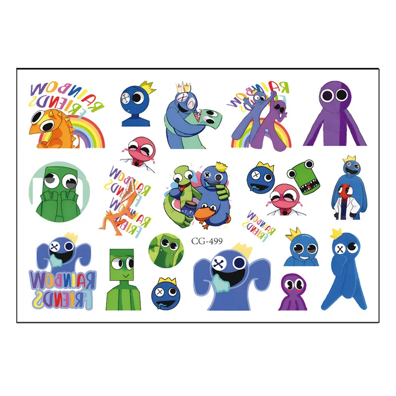 Rainbow Friends Tattoo Stickers Game Blue Monster Toys Cute