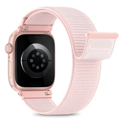 Premium Nylon Watch Strap - Adjustable Bracelet - 42mm 44mm 45mm 49mm (Light Pink)