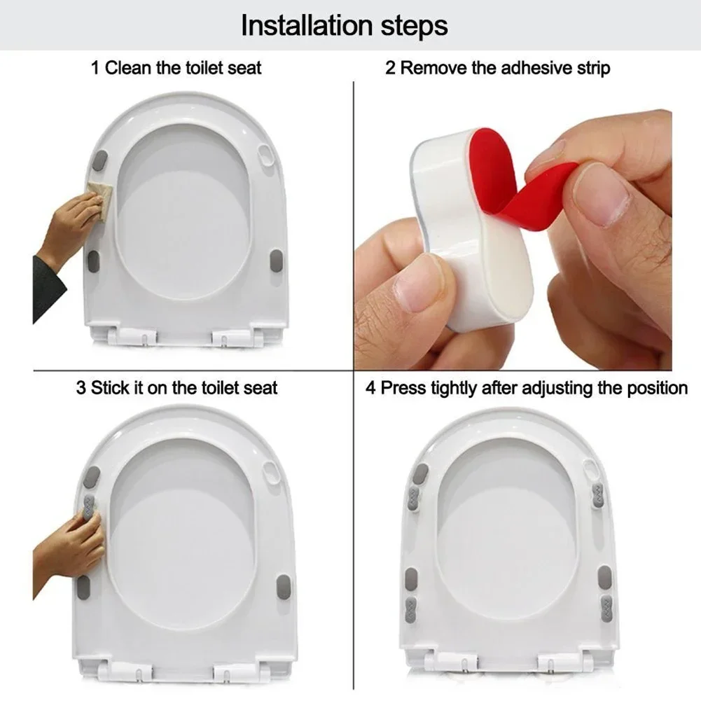 4pcs Toilet Seat Bumper Shockproof Anti-slip Toilet Cover Gasket Seat Cover Bathroom Hardware er Bumpers Replacement
