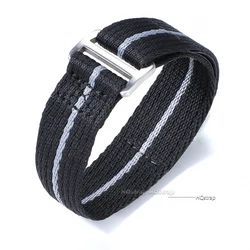 Durable Nylon Sport Watch Strap - Premium Fabric Wristband Bracelet - 22mm (Black grey)