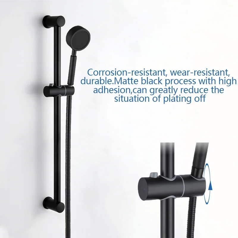 Stainless Steel Wall Mounted Black Bath Sliding Bar Wall Mounted Adjustable Rail Bathroom Accessories Handheld Shower Head Rod height adjustable shower bar