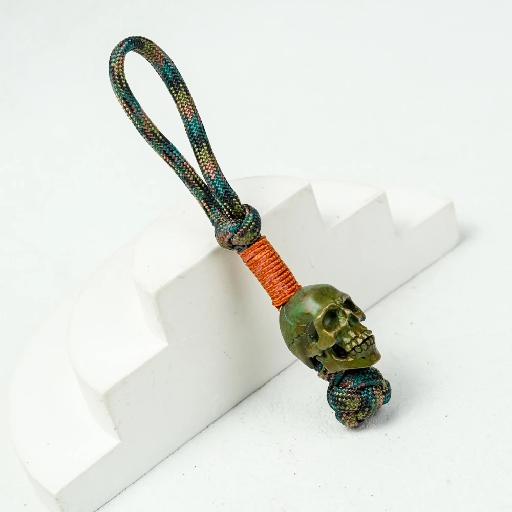 스컬 아웃도어 툴 나이프 비즈 장식 우산줄 엮은 나이프 펜던트 EDC 펜던트 키체인 DIY 백팩 장식품