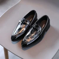 Children's Leather Shoes Fashion British Style Boy School Performance Low-heeled Versatile Kids Wedding Pointed Toe Single Shoes 2