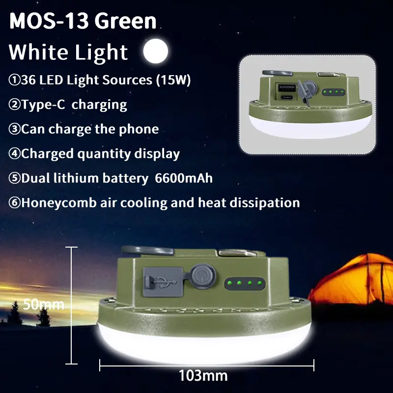 MOSLIGHTING 9900Mah Outdoor Camping Light Portable Rechargeable LED Magnet Tent Lamp Fishing Light Household Emergency Lighting - Image 13