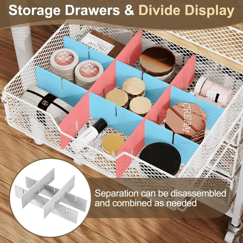 Rolling Makeup Cart Organizer with 4 Drawers, Floor Skincare Organizers with Wheels, Cosmetics Display Cases, 3