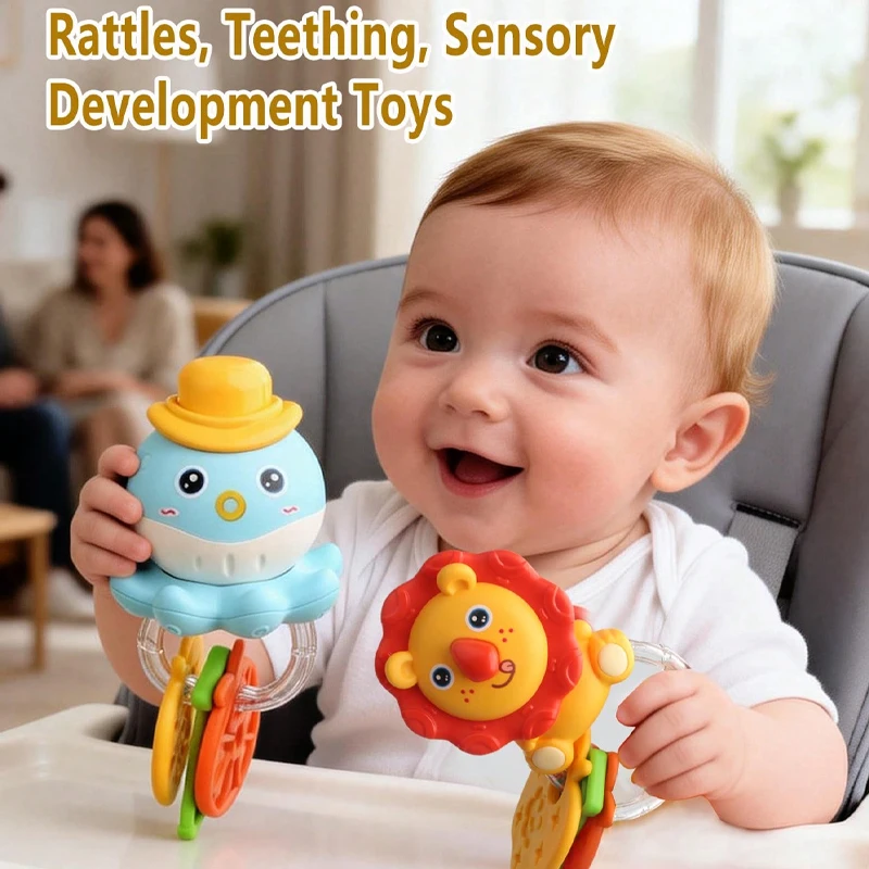 Baby Teething Rattle Toy, an Early Education Toy That Helps Develop Hand-Eye Coordination, Featuring Cute Cartoon Designs Like L - 2