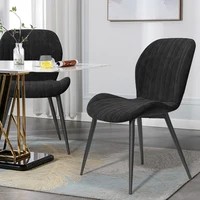 Dining Chair Set of 2, Upholstered Dining Room Chairs, Mid-Century Modern Armless Back Chair with Velvet Soft Seat Metal Legs, 1