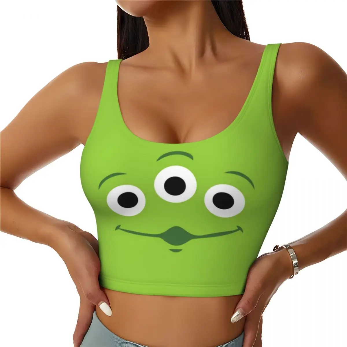 Toy Story Aliens Cartoon Sports Bra Women's High Impact Workout Yoga Crop Top