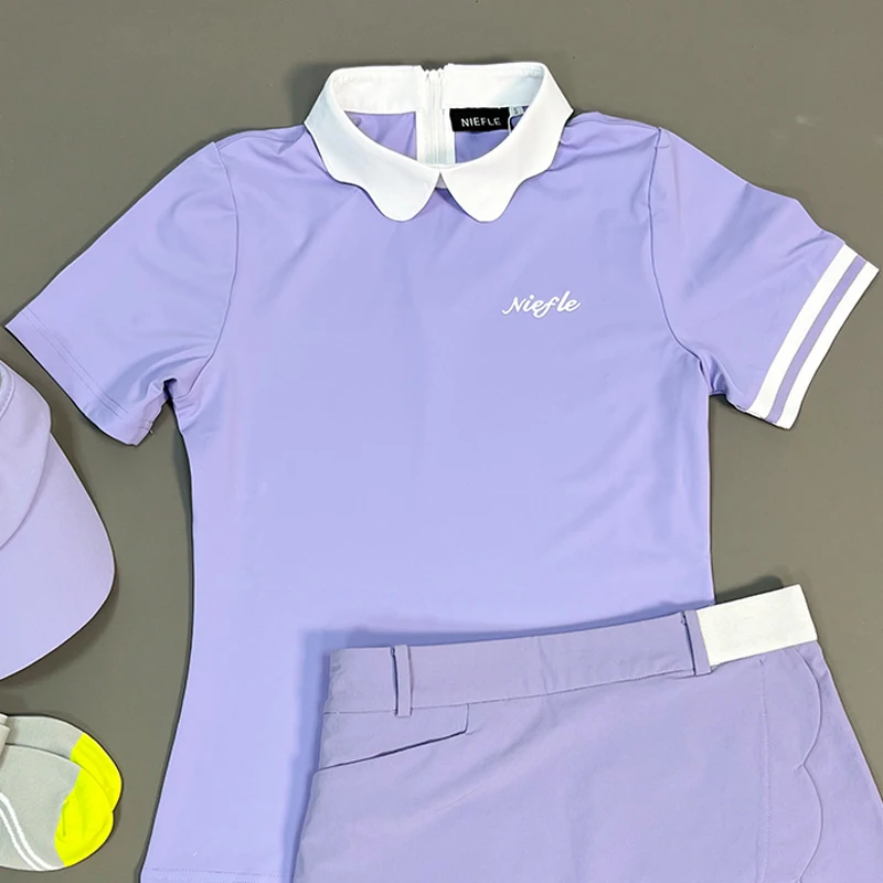 Summer New Golf Women's Top Slimming, Quick Drying, Breathable, High-quality Fashion Outdoor Leisure Sports Set