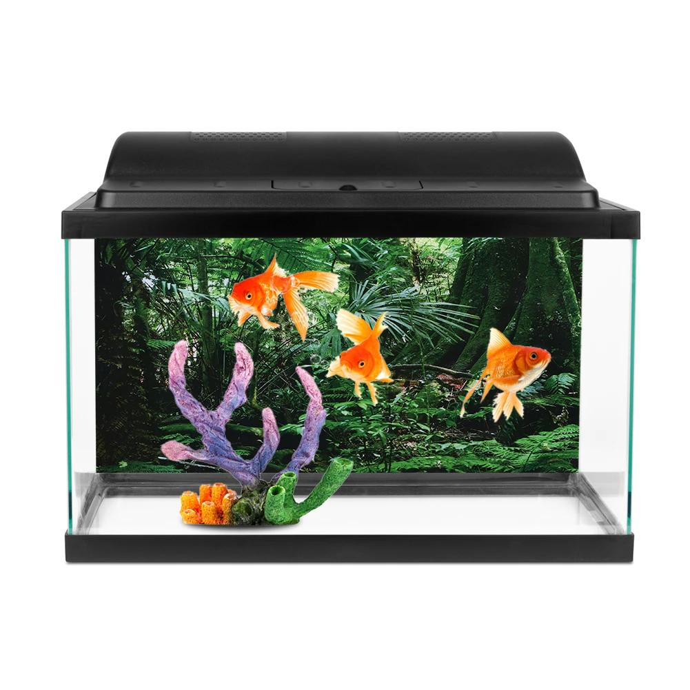 Fish Tank Decorations PVC Double Side Aquarium Background Poster Decoration Fish Tank Wall Lanscaping Rainforest Terrarium Fish Tank Decorations