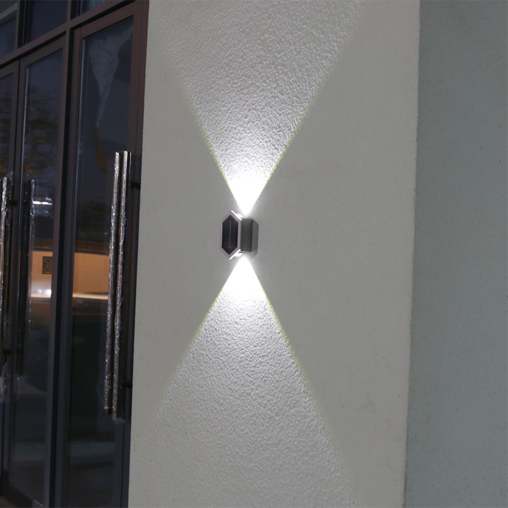 Solar LED Outdoor Wall Lights Plastic Wall Spotlight Waterproof Sensory Switch Easy Installation Adjustable for Courtyard Park