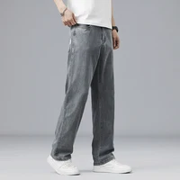 Summer Ultra-thin Lyocell Men's Jeans Drape Soft Fabric Loose Straight Casual Denim Pants Elastic Ice Silk Male Trousers 2