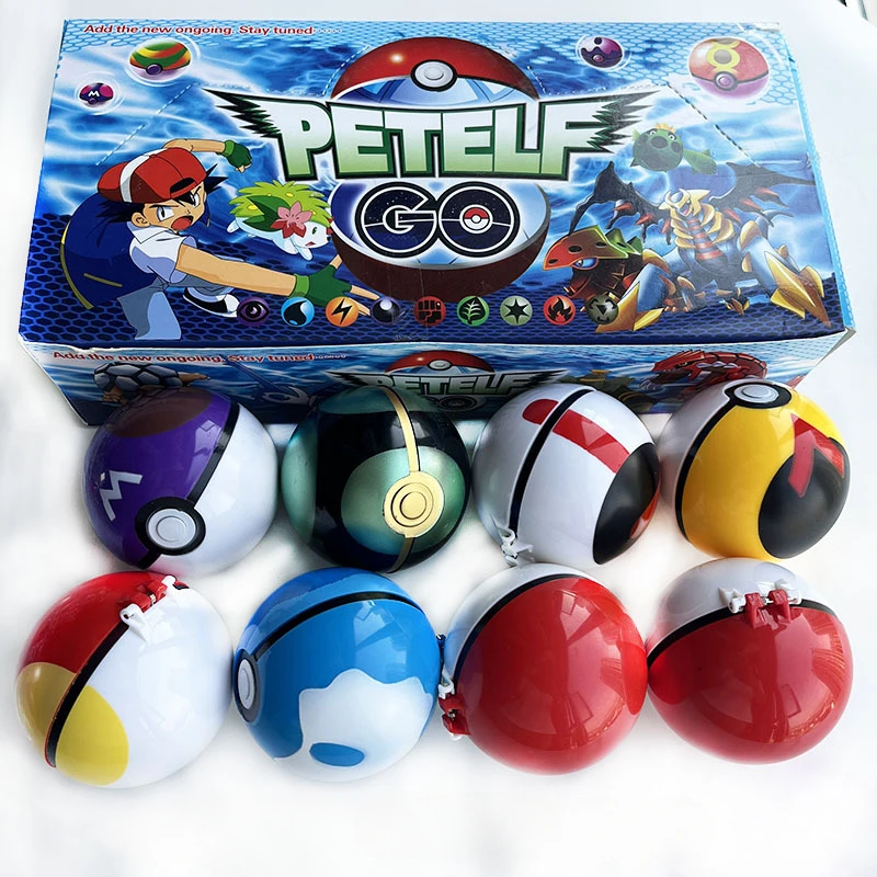

8Pcs /Set PokeBall Model Anime Figures Pokemon Pikachu Pocket Monster Pet Elf Cartoon Dolls Kids Christmas Gifts Children Toys