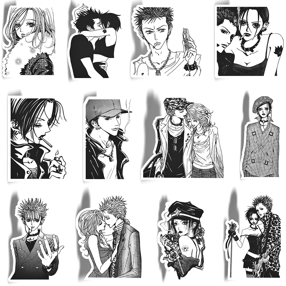 10/30/65PCS Japanese Anime NANA Stickers Black White Decals Cartoon Decoration Suitcase Laptop Phone Stationery Manga Sticker 3