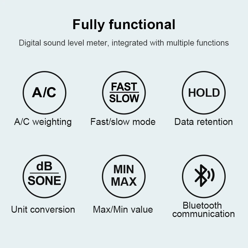 Digital Sound Level Meter 30~130dB Professional Sonometer Noise Tester Handheld Decibel Detector with Bluetooth Communication 2