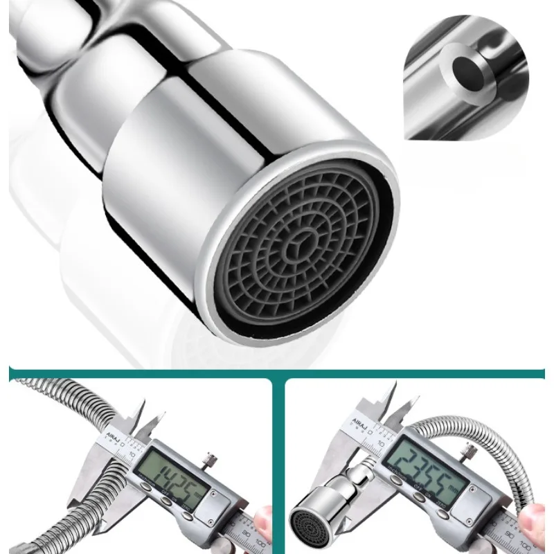 12-30 cm 720&deg; Rotation 1/2'' Metal Faucet Extender Bending Free Tube Splashproof Foam Maker Universal Extension Adapter Filter