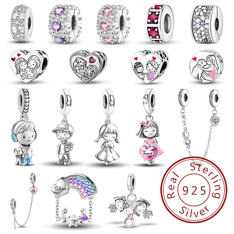 925 Sterling Silber Charms-Perlen aus der Girl-Boy-Charakter-Serie, passend für Original-Armbänder, hochwertiger DIY-Schmuck für Damen – Detail 1