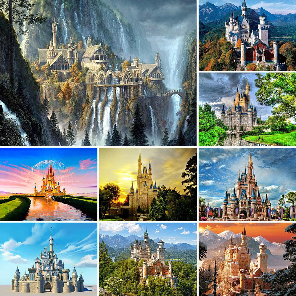 Landscape Castle DIY Painting By Numbers Package Acrylic Paints 40*50 Canvas Pictures Wall Paintings For Adults Art paint numbers kit