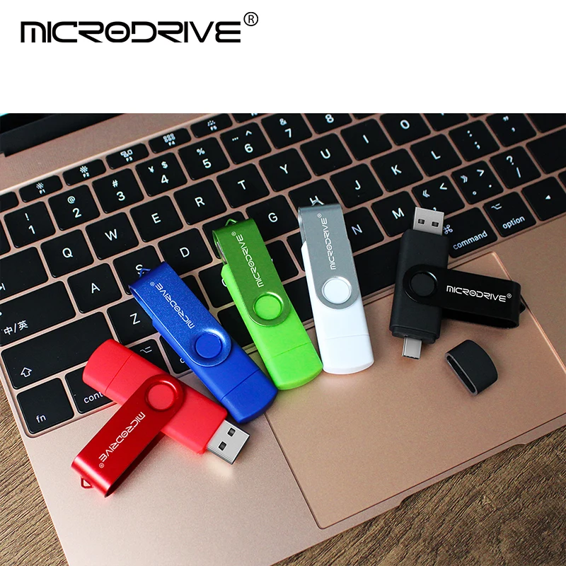 2 in 1 USB 플래시 드라이브 OTG 고속 펜 드라이브 64GB 32GB 타입-C 16GB 8GB 마이크로 USB 스틱 외장 저장장치 4GB