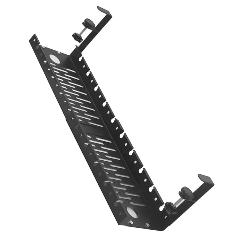 책상 아래 케이블 정리 트레이, 드릴링 없이 설치 가능, 확장 및 수축 가능한 클램프형, 멀티탭/코드 홀더