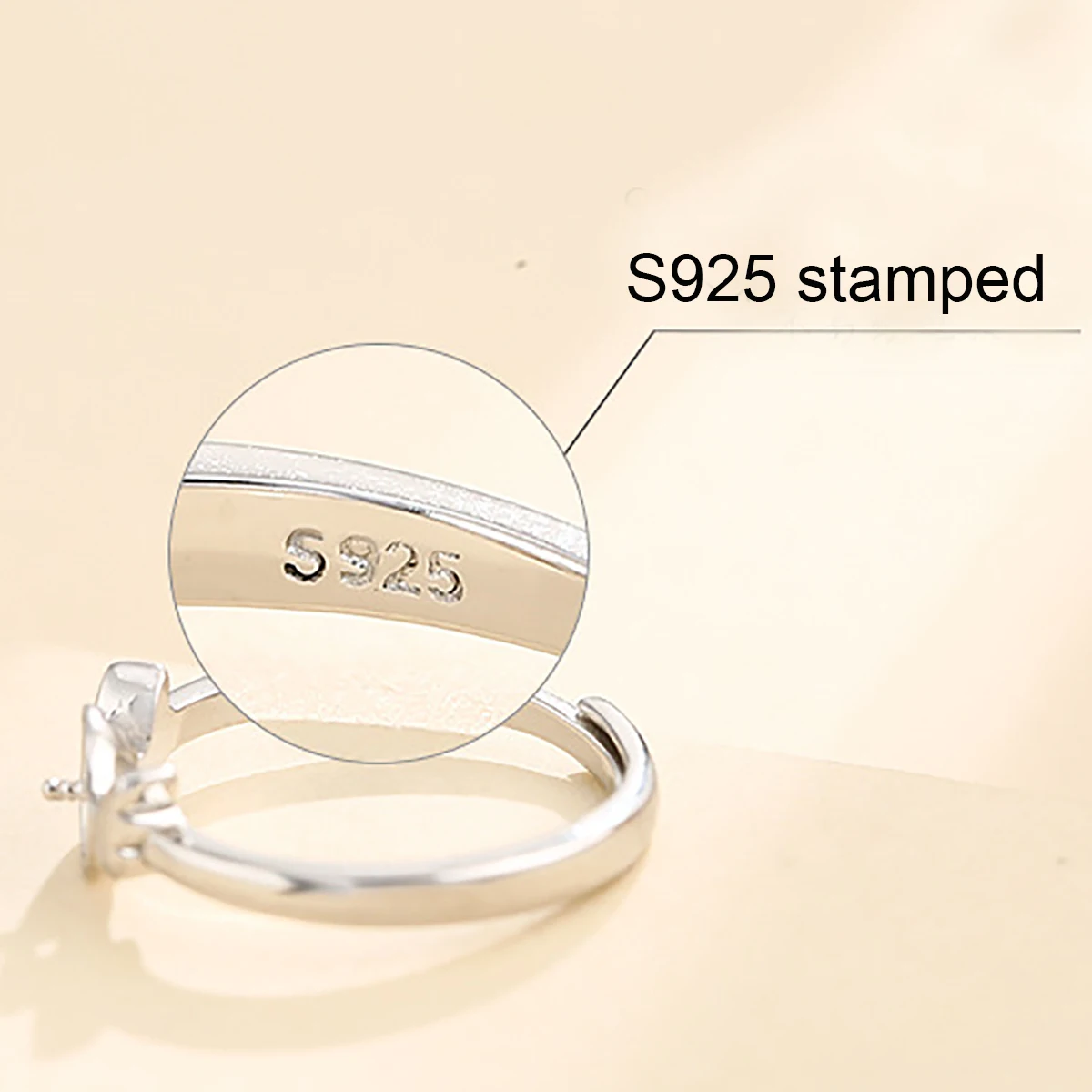 Sterling Silver 925 Jewelry Making Adjustable Rings Blank Tray fit 6-8mm Round Bead Natural Gem DIY Ring Setting Charm Making
