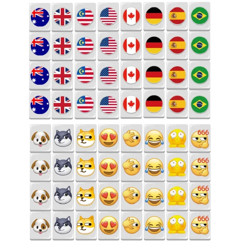 64 Blocks Leisure And Entertainment Mahjong Tile Game With Pattern Of Flag Ball 1/2 Players Funny Parent Child Game Toy Gift ﻿ 2
