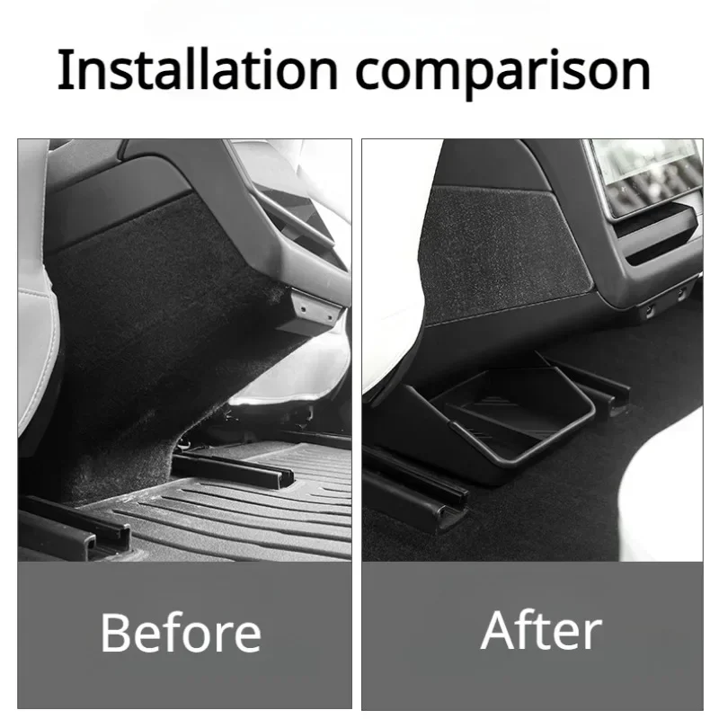 ABS Rear Seat Lower Kick Plate for Tesla New Model 3+ Highland 2024 Car Rear Anti Kick Board Storage Box Auto Trim Accessories
