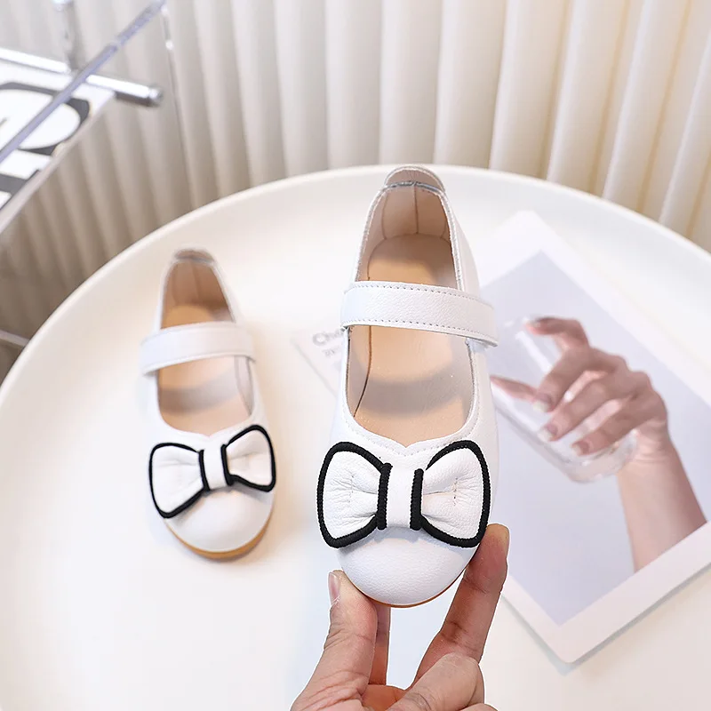 Simple Girl Princess Shoes Sweet Bowknot Kids Leather Shoes New Spring Autumn Elegant Children's Flats Performance Versatile